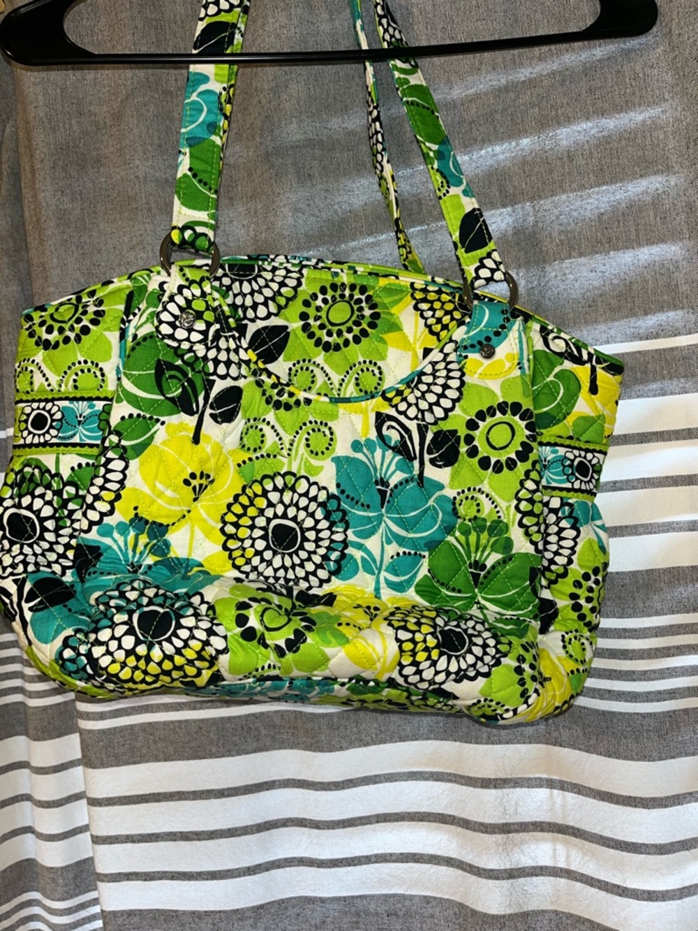 Vera Bradley Green, Teal & Yellow Quilted Floral Tote